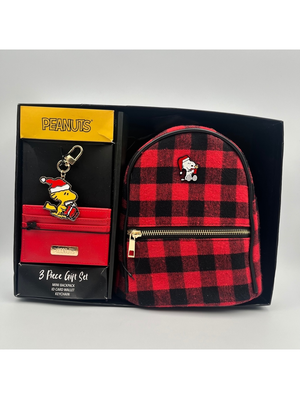 Bioworld Red Black Buffalo Plaid Snoopy Mini Backpack - Picture 2 of 8